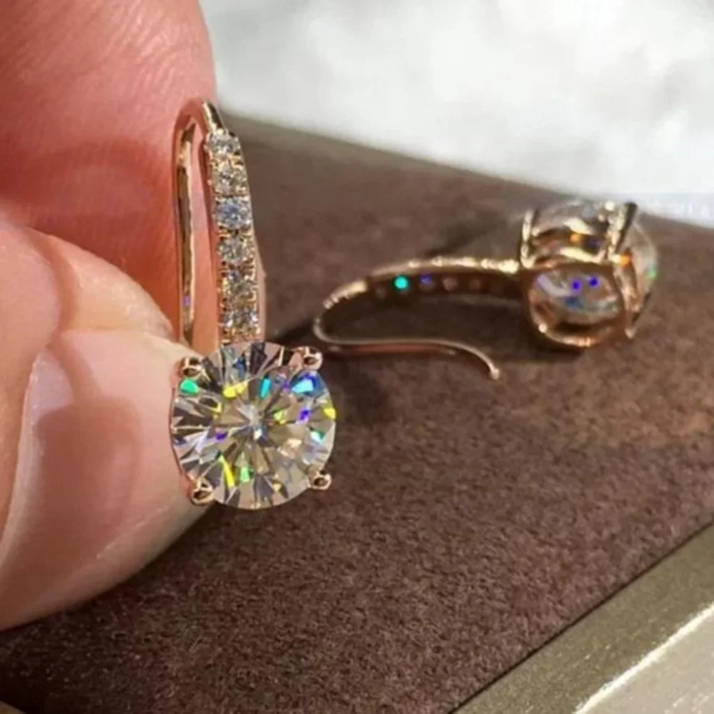 NEW 18K Rose Gold Diamond Drop, cute Drop, nice Drop - Picture 2 of 4